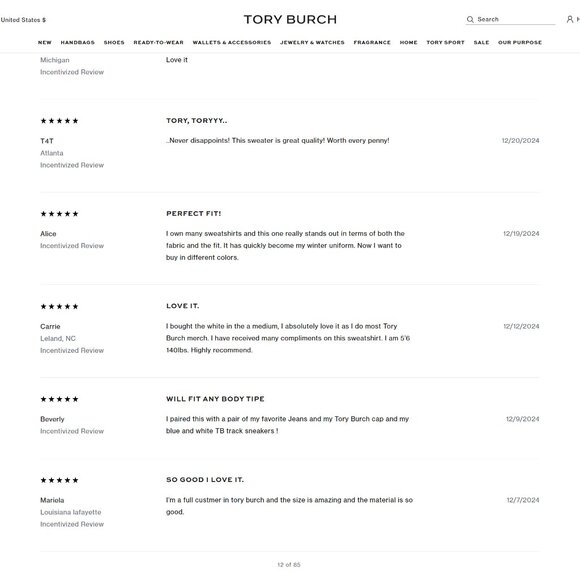 Tory Burch HEAVY FRENCH TERRY LOGO CREWNECK Sweater Sweatshirt White XS - Picture 16 of 16